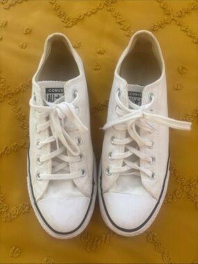 Converse White Low-Top Canvas Platform Sneakers